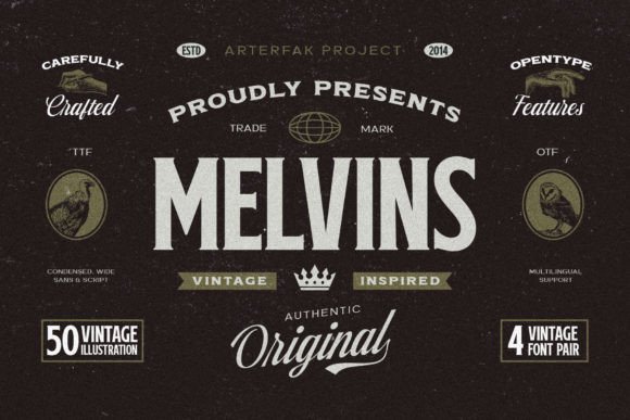 Melvins: A Vintage Font Set for Classic Design